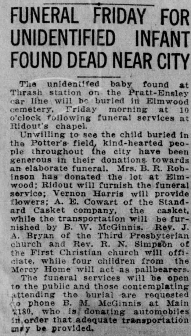 Unidentified infant obituary